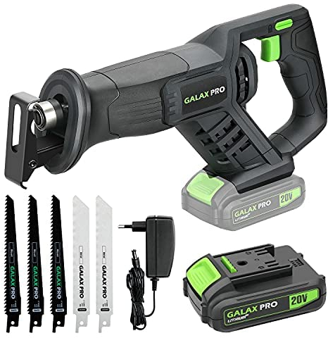 GALAX PRO Seghe alternative,Segaccio a batteria,3000 SPM Seghetto alternativo a batteria,Profondità di taglio massima 150mm,inclusa Batteria 20V DC 2.0 Ah,Lama
