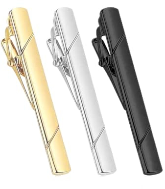 KAPSING 3 Stück Herren Krawattennadel, Kupfer Krawattenklammer, Dünn Business-Stil Krawattenklammer, krawattennadeln(gold/silber/schwarz)