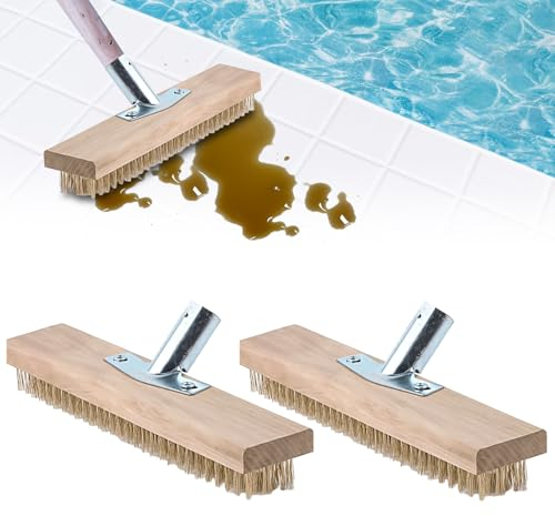 Lot de 2 balais en Fil d'acier de 30 cm avec Support en métal Robuste pour Manche en Bois, Balai en métal Efficace pour éliminer la Mousse, Balai en Fil d'acier du Jardin, Mousse, Mauvaises Herbes