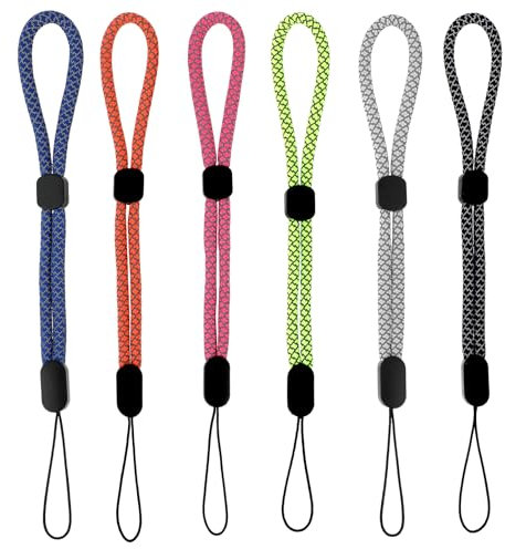 GEEHUA 6 correas de muñeca para la mano, Ajustables cordón corto para teléfono Correas de Cámara, Correas De Muñeca Teléfono móvil con efecto reflectante, correa universal para cámara y cartera(A)