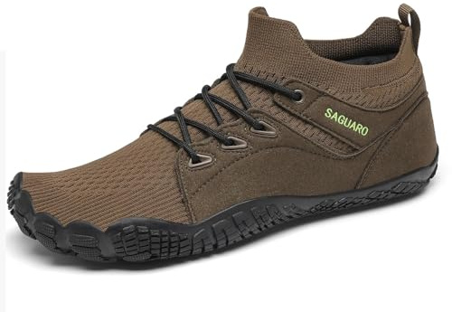 SAGUARO Unisexe Mid Top Barefoot Shoes Homme Femme Chaussure Trail Running Fitness de Antidérapant Respirant Confortable Marron 41 EU