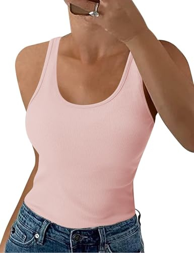 Aottori Canotta Donna Girocollo Spalla Larga Estiva | Canottiera Slim Fit, Basic Tops, Aderente Elasticizzato, Sottogiacca Senza Maniche, Tanktop Elegante Casual