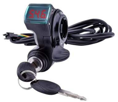 Kunray Accélérateur universel pour vélo électrique avec écran 12 V-96 V - Serrure d'allumage à clé - Interrupteur à clé - 5 fils - Allumage à clé - Scooter électrique - Accélérateur et écran LCD
