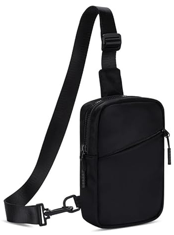 Casecret Sacoche Homme Femme Bandouliere des Sports étanche Sport Sling Sac de Poitrine Randonnée Petit Téléphone Portable Crossbody Nylon pour iPhone 16 Pro Max 15 14 Samsung Xiaomi Bis zu 7.5 Noir