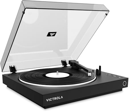 Victrola Automatic – Fully Automatic Bluetooth Turntable – Audio Technica ATN3600L Cartridge, 2-Speed Vinyl Record Player, Aluminium Platter, Switchable Preamp, Repeat Mode, Dust Cover (Black)