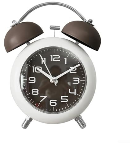 Eawfgtuw Sveglia analogica, sveglia vintage in metallo a doppia campana, con luce notturna, per dormitorio, casa, ufficio, camera da letto, stile retrò, suono forte (marrone)