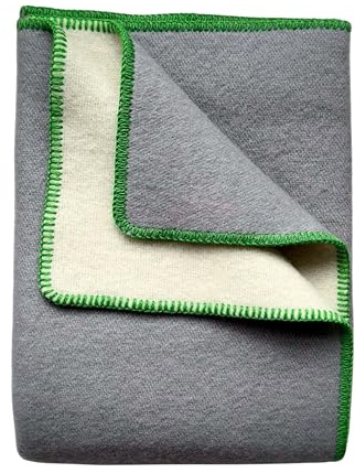 JOWOLLINA WoolOnly Doubleface Wendedecke Plaid aus norwegischer Wolle 130×200 cm (Grey/Green Apple)