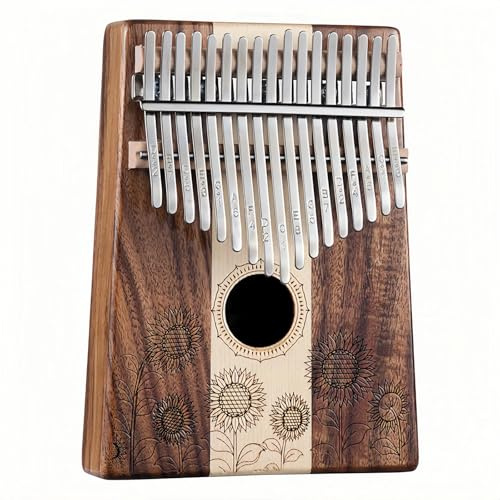 Kalimba 17 Schlüssel, Holz Fingerklaviere，Sonnenblume Professionelle Daumenklavier Carlimba, Mbira Instrumente