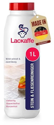 Lackaffe 1L Stein- & Fliesenreiniger Konzentrat - PH-neutral & schonend für Marmor, Granit, Terrassen - Spezialreiniger für Boden im Innen- & Außenbereich, Imprägnierung & Pflege LK-200