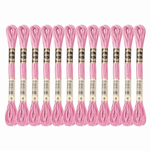 PATIKIL 12 Madejas De Hilo De Bordar, Hilo De Bordar De Poliéster Para Pulseras De Hilo Para Bordado A Mano Y Punto De Cruz, Rosa
