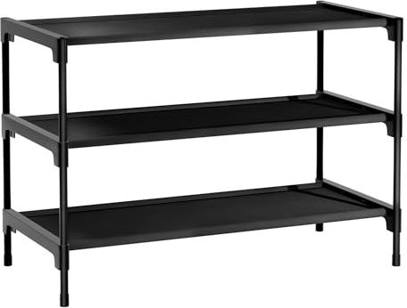 LINKINNO Zapatero de 3 Niveles, Estantería de Metal para 9 Pares de Zapatos Apilable para Dormitorio Entrada Baño Sala de Estar Armario (70 x 30 x 45 cm, Negro) (70 x 30 x 45 cm, Negro)