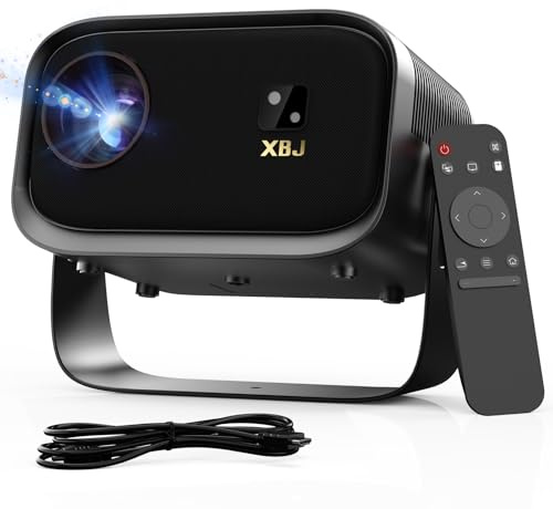 [Elektriskt fokus] XBJ K6 bärbar projektor med Wifi och Bluetooth, 4K-stöd 1080P miniprojektor, 360° roterbar, automatisk nyckelsten, filmprojektor för användning utomhus inomhus camping, mörkgrå