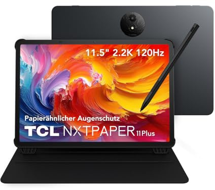 TCL NXTPAPER 11 Plus Tablet mit Flipcase & T-Pen, 11,5 2.2K NXTPAPER 4.0 Display, KI-integriert, 256GB ROM, 8GB + 8GB RAM-Erweiterung, Android 15