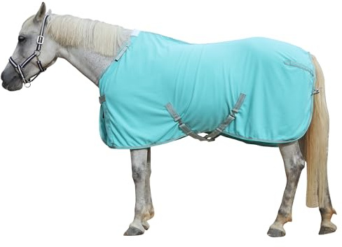 Gallopoff svepande filt för häst av fleece, 300 g/m² – andas, svettabsorberande och snabbtorkande, perfekt efter träning, tvätt, i stallet och under transport grön 165 cm