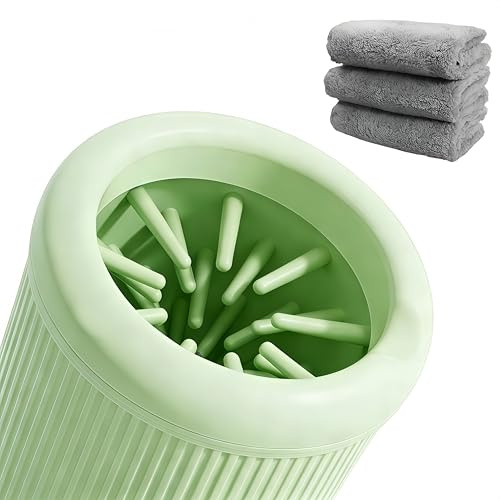 PetFizz Dog Paw Cleaner for Dogs, Pet Paw Cleaner with 3 Absorbent Towels, Dog Foot Cleaning Machine Size S