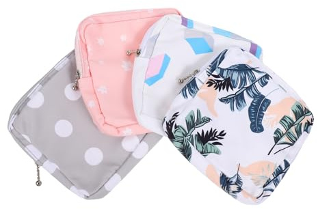 SAFIGLE Lot De 4 Porte-tampons Multifonction Gris, Blanc Et Rose, Taille Compacte, Paquet Menstruel Portable, Support Poche Menstruelle Délicate, Accessoire Femme pour Rangement Intime Et Voyage