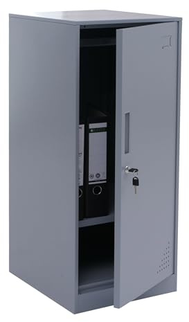 Mendler Armadietto HWC-P63, con Serratura, Armadio Ufficio faldoni Documenti, con Appendiabiti, 90x38x45cm, Acciaio - Grigio