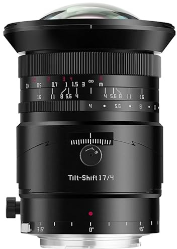 TTARTISAN Obiettivo Tilt-Shift 17 mm F4 ASPH per Canon, ultra ampio Tilt Shift con campo visivo a 104°, messa a fuoco manuale, cerchio a livello medio, compatibile con fotocamere Canon RF