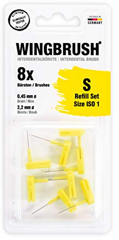 WINGBRUSH® Interdentalbürste Refill-Set 8 S (ISO 1) x Wechselbürsten + Reiseetui | Bekannt aus Die Höhle der Löwen