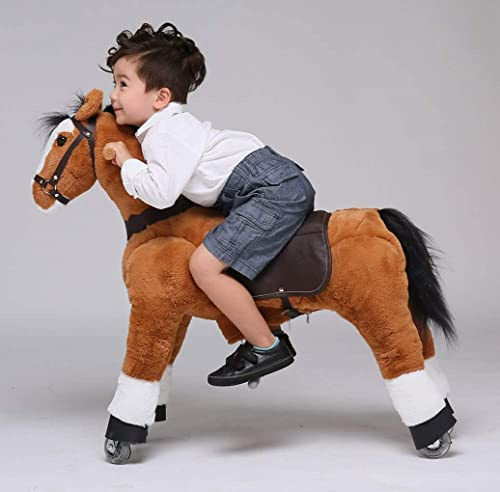 UFREE Ride on Horse, Horse toy,Giant Plush Animals,Black Mane and Tail, Age 4-9