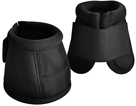 Gallopoff Equine Ballistic Overreach Bell Boots, No-Turn Horse Hoof Protection Boots (Sold in Pairs) Black Medium
