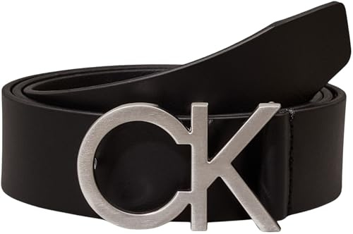 Calvin Klein Herren Gürtel Ck Buckle Belt Ledergürtel, Schwarz (Ck Black), 85 cm
