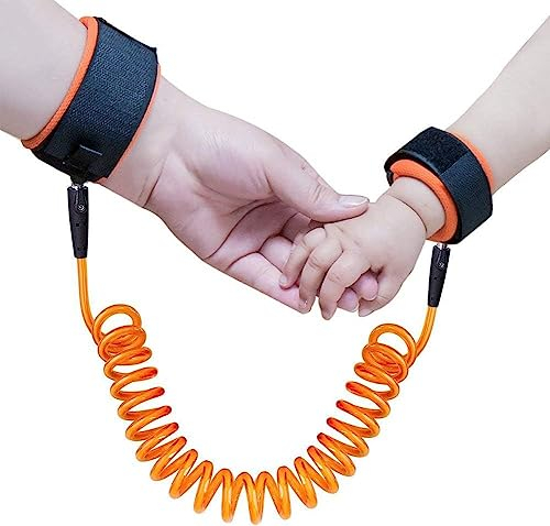 Voarge Baby Anti-verloren Gürtel, 2,5 M Anti-Verlorene Handgelenk Gürtel Leine für Kinder,360 ° Drehbar Elastisches Drahtseil Sicherheitsleine für Baby und Kleinkind (Orange)