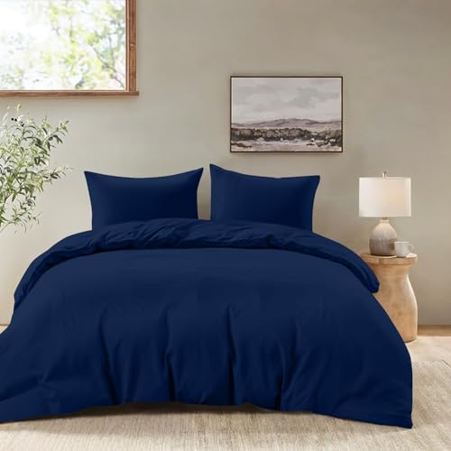 Dreamzie Funda Nordica Cama 135 – Ropa de Cama Microfibra Suave Oeko-Tex - Juego de Funda Edredon 200x200 cm con 2 Fundas Almohada 50x70 cm - Azul Oscuro