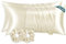 RUIKASI Satin Kissenbezug 40 x 80 Beige - 2er Set weicher Kopfkissenbezug wie Seidenkissenbezug 40x80 für Haar und Haut mit 2 Haargummis, Bessere Pflege als Silk Pillow Case Pillow Cover
