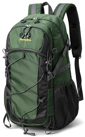 Mochila Senderismo 40 Litros, Mochila Trekking Impermeable Viaje Montaña Plegable Camping, Mochila Acampada Hombre Mujer Deportiva Escalada para Viajes al Aire Libre Deportes (Verde)