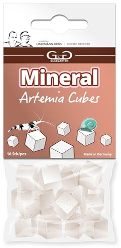 GlasGarten Mineral Artemia Cubes | 16 pcs - Complément Alimentaire/Nourriture minérale pour crevettes d'ornement, escargots & crabes avec des œufs d'artémias décapsulés Riches en protéines