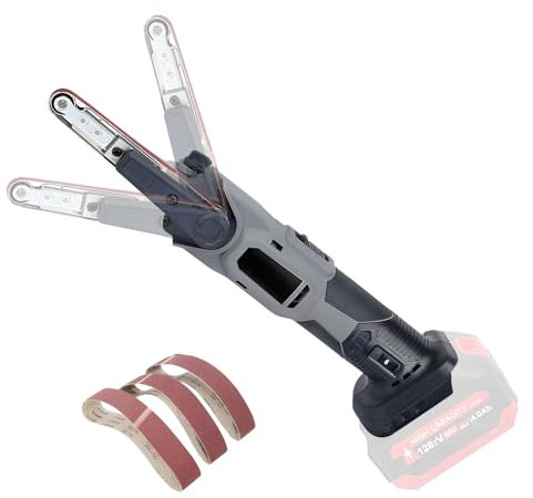 Electric Belt Sander Compatible with Makita 18V, 35° Adjustable Cordless Finger Sanders, Multipurpose Filing with 3 Sanding Belts, 6 Speed, Detail Sander File for Wood, Metal Polishing (No Battery)