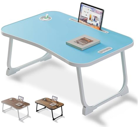 Laptop Bed Desk, Lap Desk Breakfast Tray Table for Home and Office,Eating, Reading, Writing on Bed, Sofa,Laptop Stand for Bed (Blue)