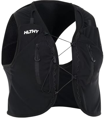 HLTHY Running Hydration Vest | 10 Pockets + Adjustable Straps + 2L Bladder Storage + Flexible Mesh (Medium)