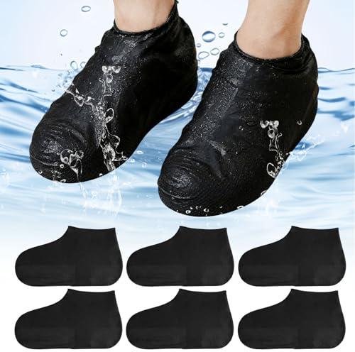 3 Paires Couvre-Chaussures Imperméables en Silicone, Surchaussures Impermeables, Protege Chaussures Anti-Pluie, Réutilisables, Antidérapants, pour Les Jours de Pluie, La Plage, Les Routes Boueuses