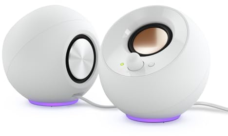 Creative Pebble SE Minimalist 2.0 USB-C Powered PC Speakers with RGB Lighting​, 3.5 mm AUX-in, Up to 4.4W RMS Power for Computers and Laptops (White) (Renewed)