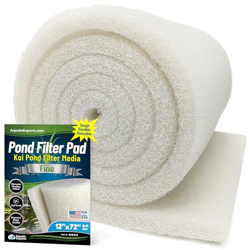 Classic Koi Pond Filter Pad FINE - White Bulk Roll Pond Filter Media, Ultra-Durable Pond Filters for Outdoor Ponds, Reusable Fish Pond Filter Material, USA, Aquatic Experts (3/4 - 1 x 12 x 72)