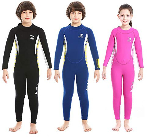 ZCCO 2.5mm Neoprene Kids Full Wetsuit, One Piece Swimsuit for Boys and Girls, Children Diving Suit with Back Zip for Swimming, Diving, Snorkeling and Other Water Sports