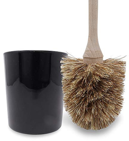 WALDKRAFT Klobürste Blackforest | WC-Bürste aus Buchenholz und Naturfasern | Kokos- oder Fibreborsten | Holzgriff (1, Set Kokos schwarz)