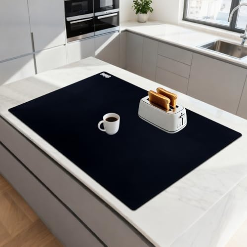 Extra Large Silicone Mat for Resin 36.2 x 24, 2MM Thick Silicone Craft Mat for Table, Multifunction Silicon Matt for Kitchen Countertop Protector Heat Resistant Placemat by Foepoge(Black)