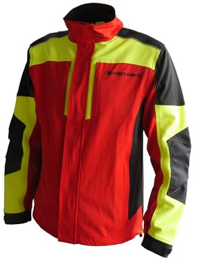 Sägenspezi Forstjacke S1 Ultra Größe M rot/neon gelb schmutz- und wasserabweisend wetterfest winddicht atmungsaktiv