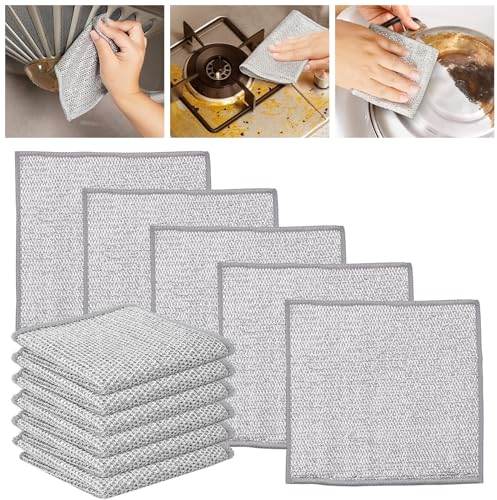 10 Pcs Paños de Alambre Multiusos, paños de Cocina, Paño de Limpieza de Malla de Alambre, Multiusos Reutilizables Paño de Limpieza de Malla de Alambre para Manchas Difíciles de Platos, Ollas, Estufas