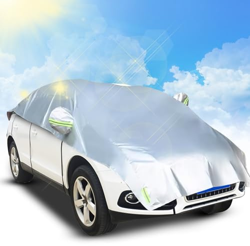 Halbgarage für Auto Ninonly Auto Abdeckplane Outdoor wasserdichte Halbabdeckung Autoplanemit 3 Schicht Staubdicht All Allwetter mit Haken und Riemen Passend Für Autos Größ L(für SUVs bis 4.5-5M)