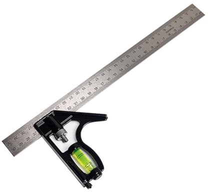 IKOPFLN Squadra Combinata Regolabile Utensili da Carpenteria Quadrati Combinati in Acciaio Inossidabile da 12 '/300 mm Righello da 45/90 Gradi con Livella a Bolla