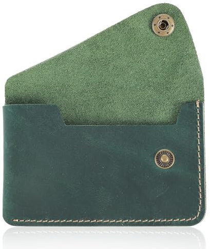 Yuanchu Visitenkartenetui Flip-Stil,Rinds Leder Kartenetui Vintage Kreditkartenetui Slim Kreditkartenhülle Flache Geldbörse Tasche Business Name Karten Halter Brieftasche für Damen Herren (Grün)