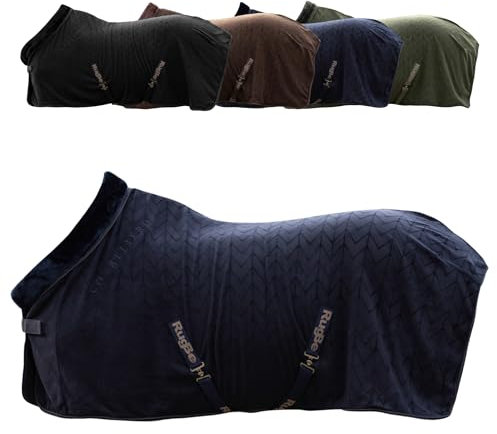 Covalliero - Fleecedecke | Pferde Abschwitzdecke | Transportdecke mit Brustschnalle, Schweifriemen & Kreuzgurten | super weich & atmungsaktiv | Pferdedecke in Dark Navy | Größe 165cm