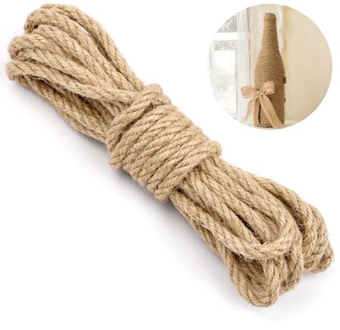 Corde de chanvre - 6 mm x 5 m - Corde en jute naturelle - Corde de jute - Corde de bricolage pour jardin, bricolage, artisanat, emballages et décoration
