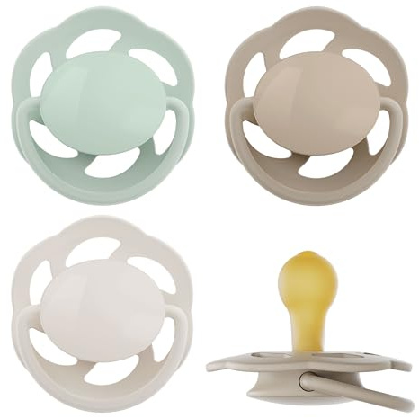 nip - Cherry Green Newborn 0-2 Monate | 4er Pack | Kirschform, Latex | Stillfreundlicher, kiefergerechter Babyschnuller für Neugeborene. Nachhaltiger Schnuller aus natürlichen Rohstoffen, Grün/Braun