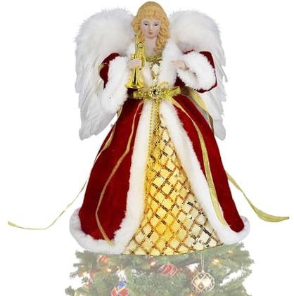 Julängel trädspets – ängelträdspetsfigur, ängelträd-spetsskulptur | LED-julgranskronor souvenirer, attraktiv, elegant julängel träd kronfigur för julgranen