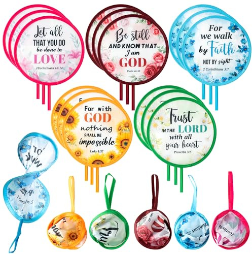 R HORSE 50Pcs Christian Church Folding Fan, Religious Flower Collapsible Handheld Hand Fan for Church Service, Christian Festival Decor Wedding Home Decoration Party Favors Summer Gift for Women Girl